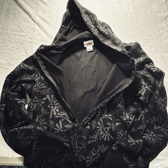 Legend of Zelda Twilight Princess AOP Hylian Crest Black Zip Hoodie XS RARE - Picture 5 of 14